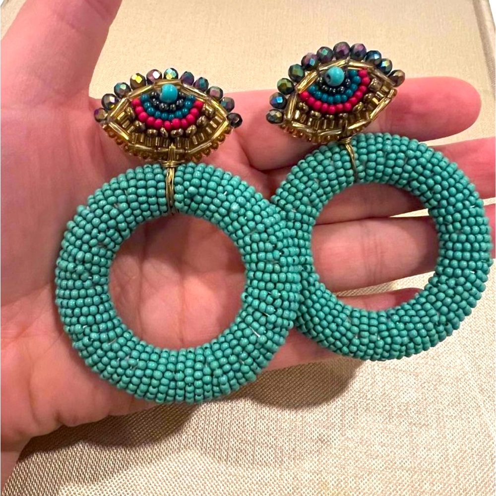 Handbeaded Evil Eye Earrings